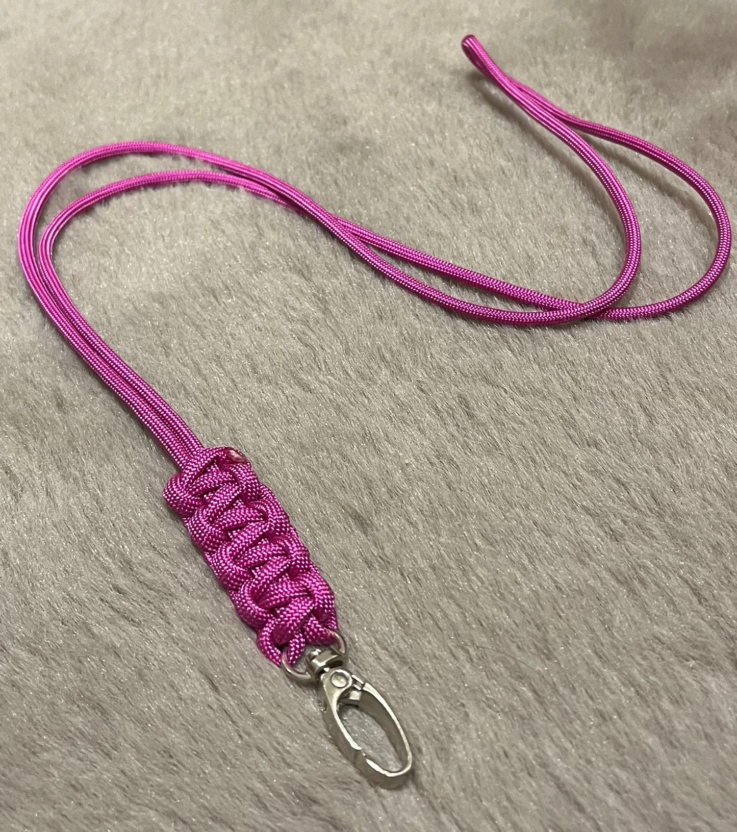 Paracord Lanyard – Passion Pink & Silver
