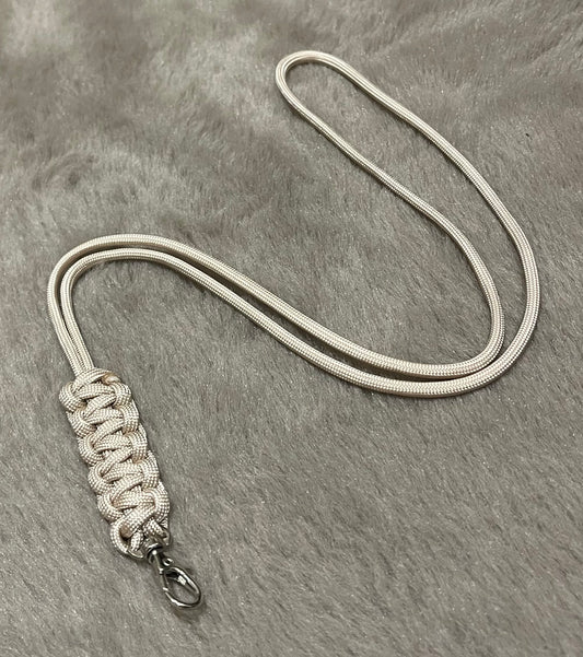 Paracord Lanyard – Pearl Rose & Silver